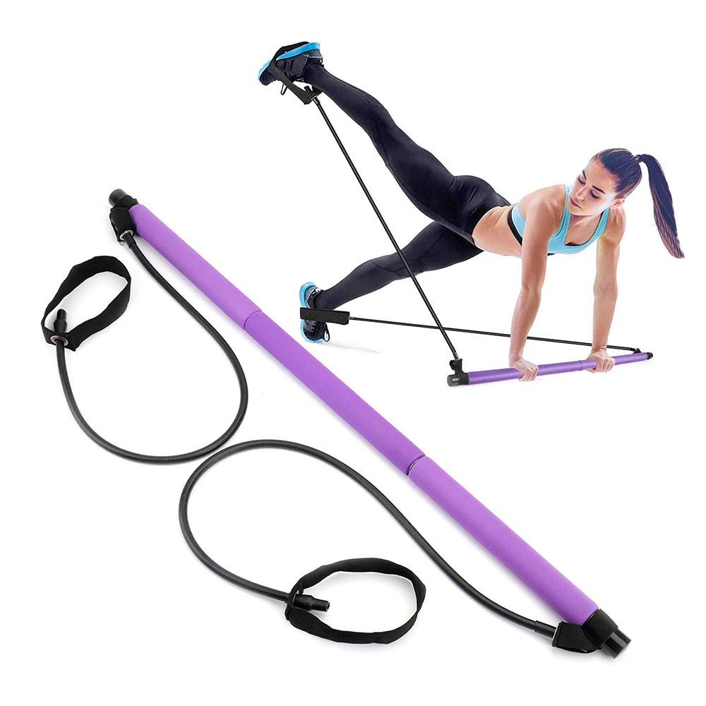 Barra de pilates con bandas de resistencia – Entrenamiento completo y personalizado