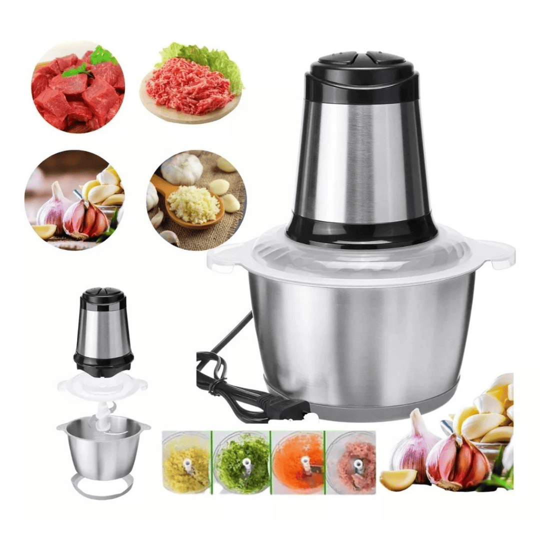 Mini Processador Manual Inox | Triturador de Alho, Cebola e Temperos