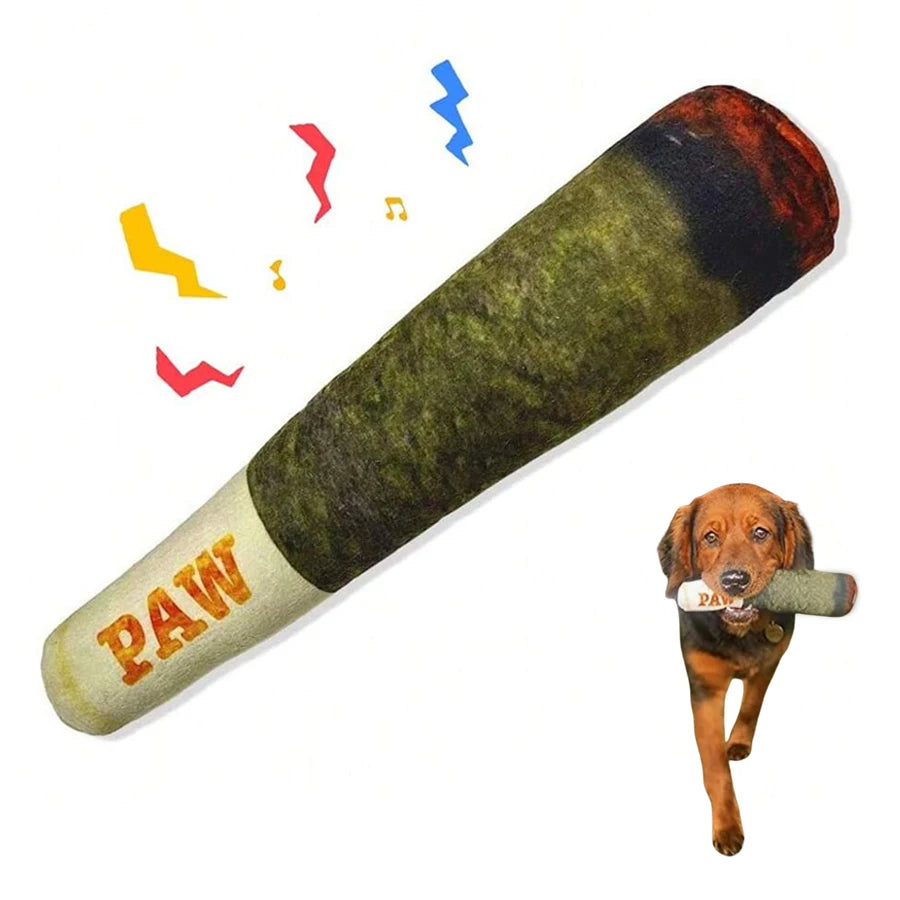 Brinquedos interativos engraçados para cães-design de charuto brinquedos de pelúcia estridentes para animais de estimação moagem de dentes brinquedo de mastigar criativo para cães pequenos e médios