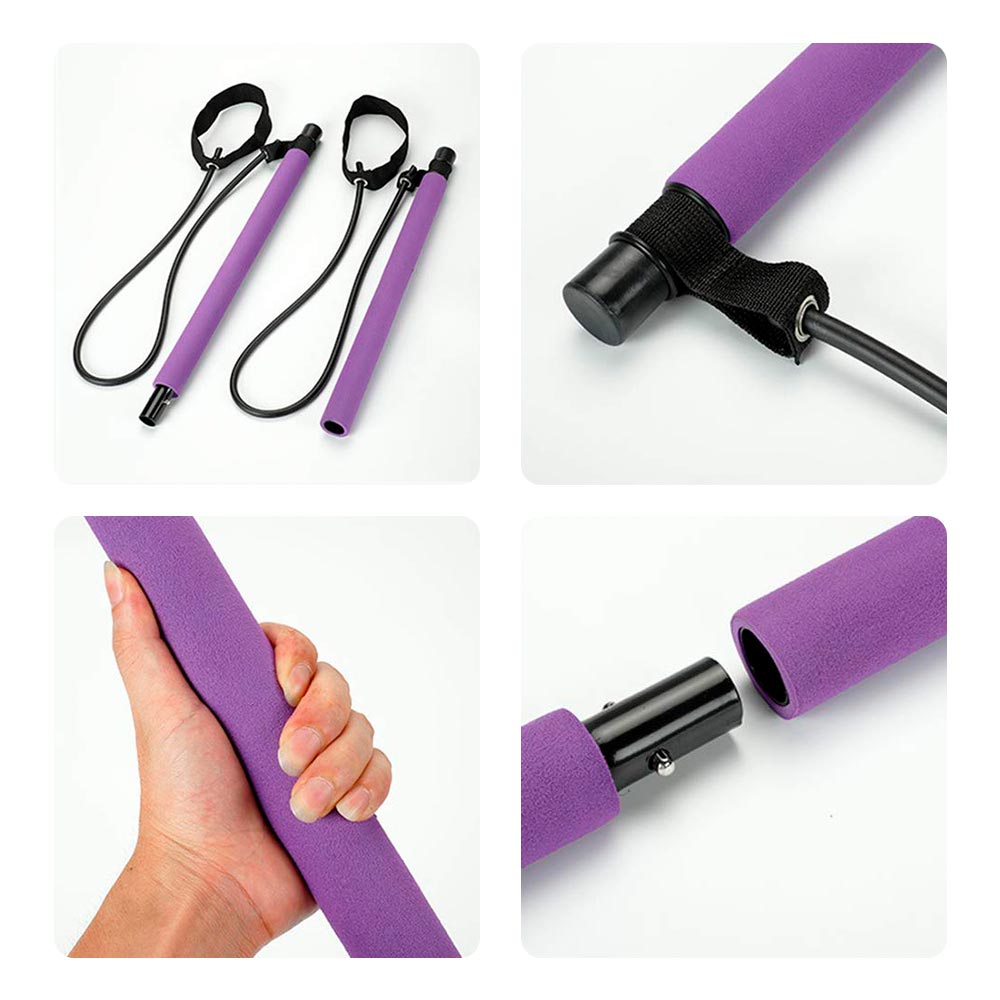 Barra de pilates con bandas de resistencia – Entrenamiento completo y personalizado