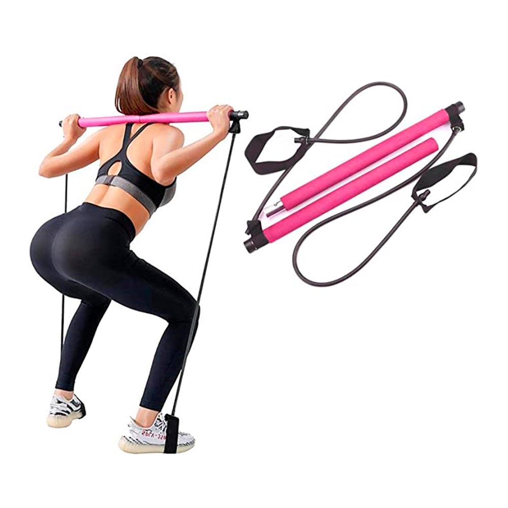 Barra de pilates con bandas de resistencia – Entrenamiento completo y personalizado