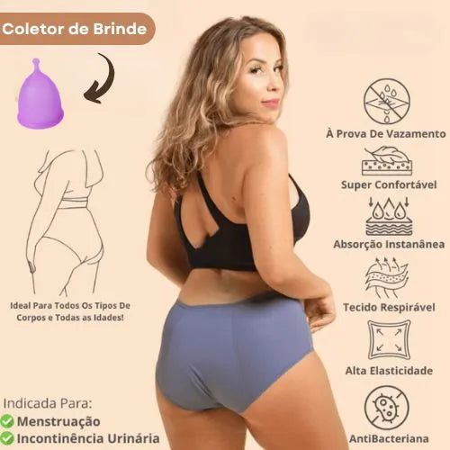Calcinha Absorvente Para Menstruação e Incontinência Urinária