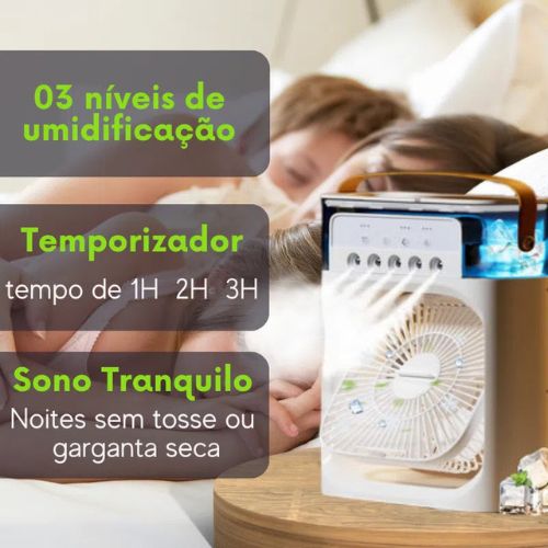 Climatizador e Umidificador Portátil + Carregador de Brinde