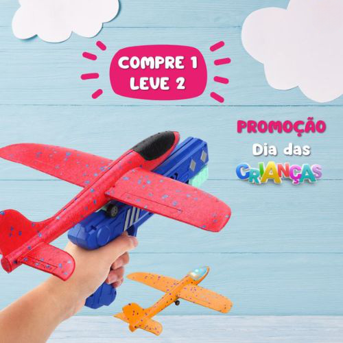 Lançador de Avião para Crianças + 1 Avião de Brinde e Cartucho - Compre 1 e Leve 2