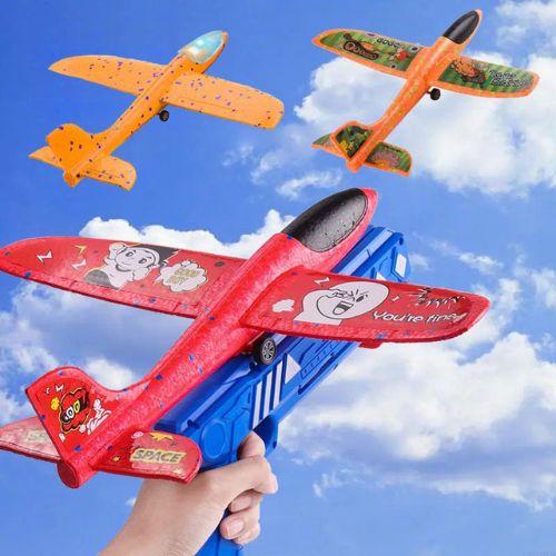 Lançador de Avião para Crianças + 1 Avião de Brinde e Cartucho - Compre 1 e Leve 2