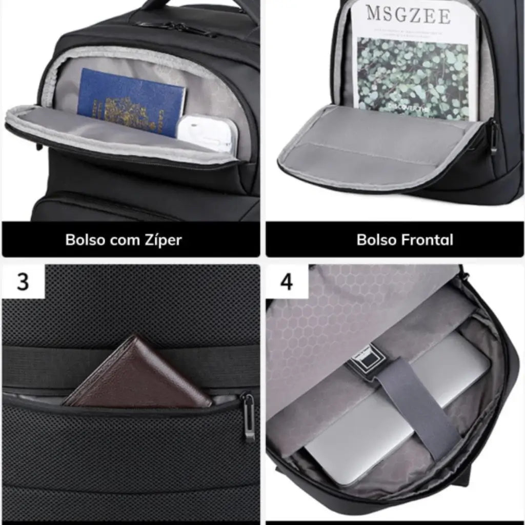 Mochila Expansível 40L Notebook 17" USB Ascend Lorennzi 8