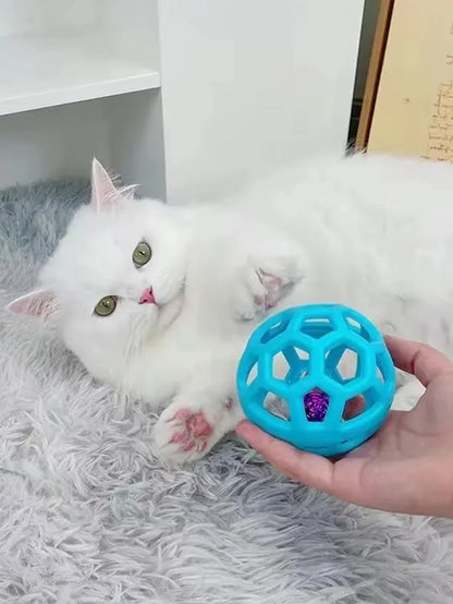 2 brinquedos para cães de estimação: bola de sino resistente à mordida e anel molar tricolor, borracha macia para moagem e mastigar dentes