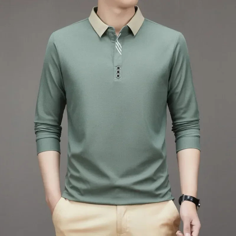 Camisa Comprida Polo Minimalista (Brinde 1 Relógio de Luxo)
