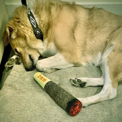 Brinquedos interativos engraçados para cães-design de charuto brinquedos de pelúcia estridentes para animais de estimação moagem de dentes brinquedo de mastigar criativo para cães pequenos e médios